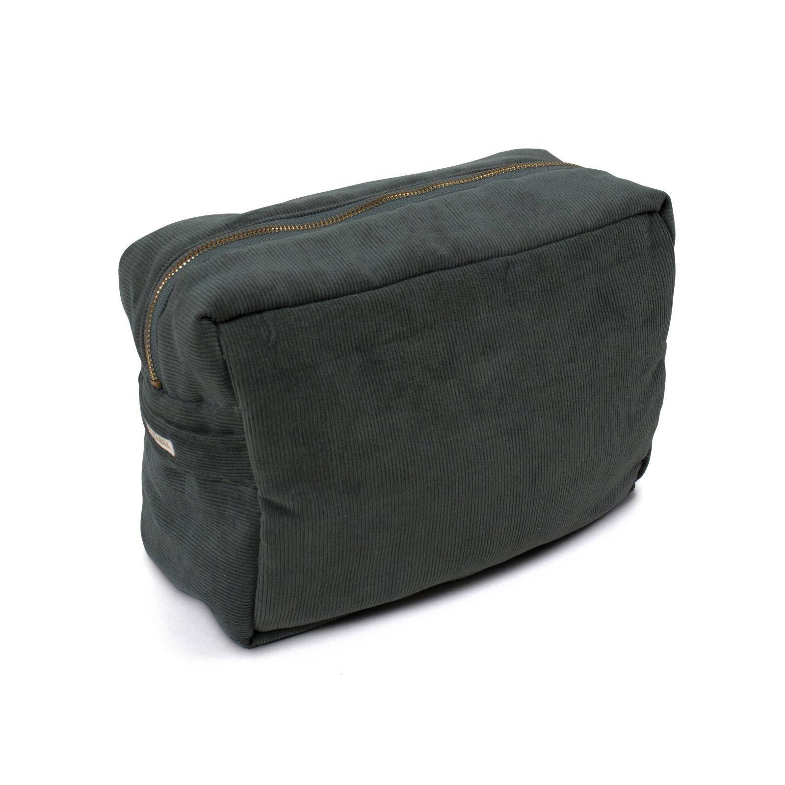 Toilettaske - Fløjl - Pine green (stor)