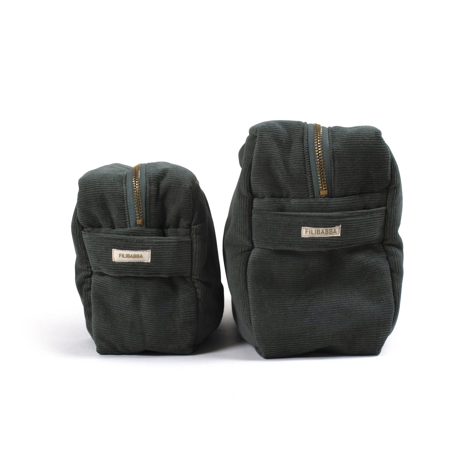 Toilettaske - Fløjl - Pine green (stor)