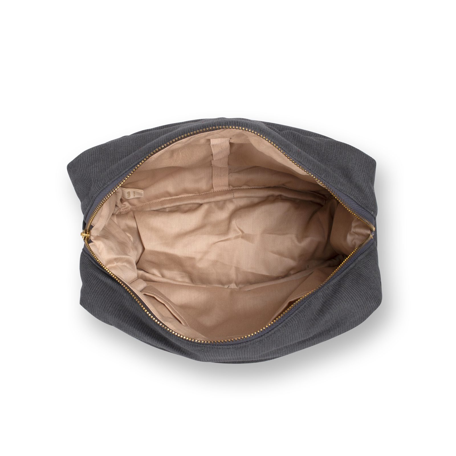 Toilettaske - Fløjl - Stone grey (stor)
