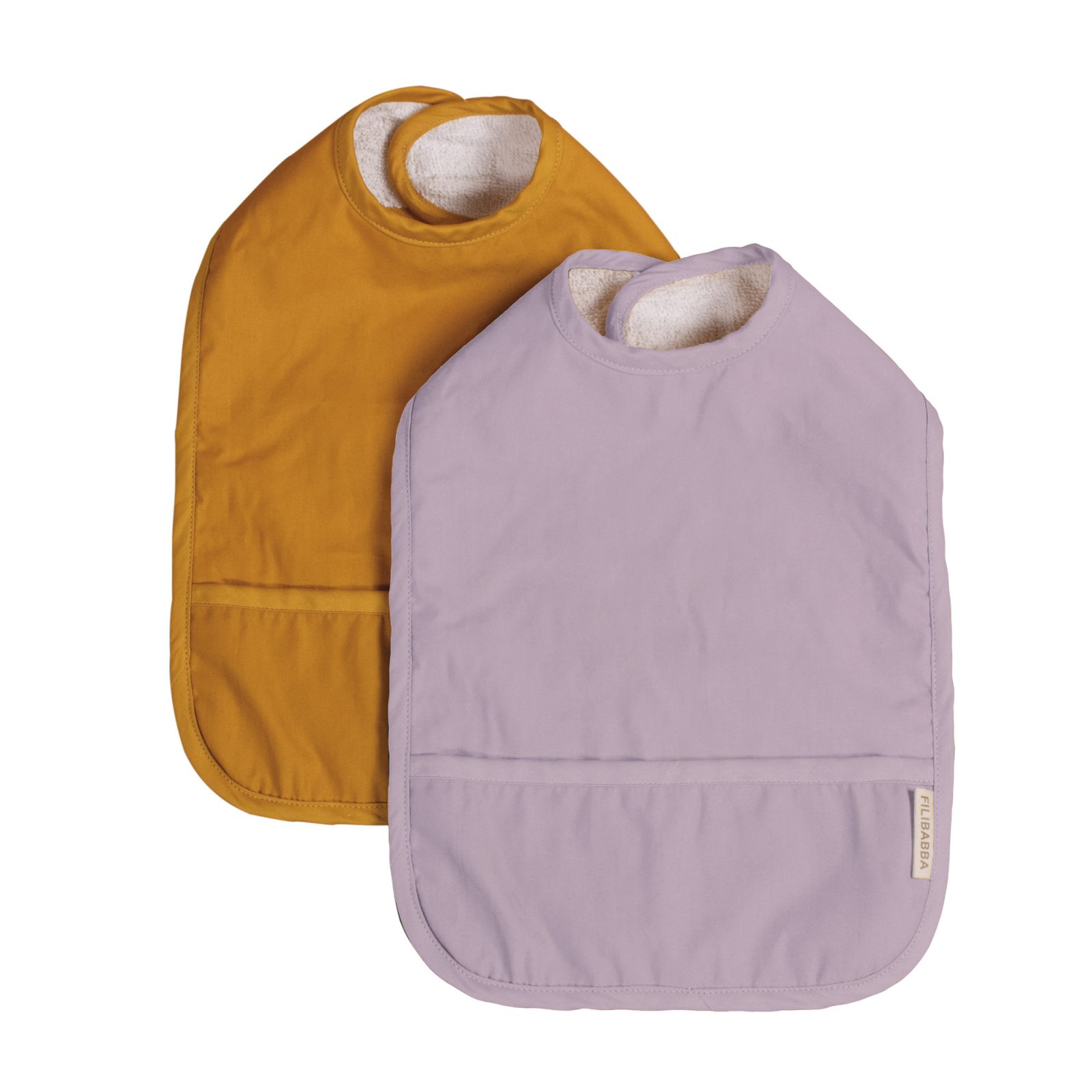 Bibs with velcro 2 pack - golden mustard/light lavender