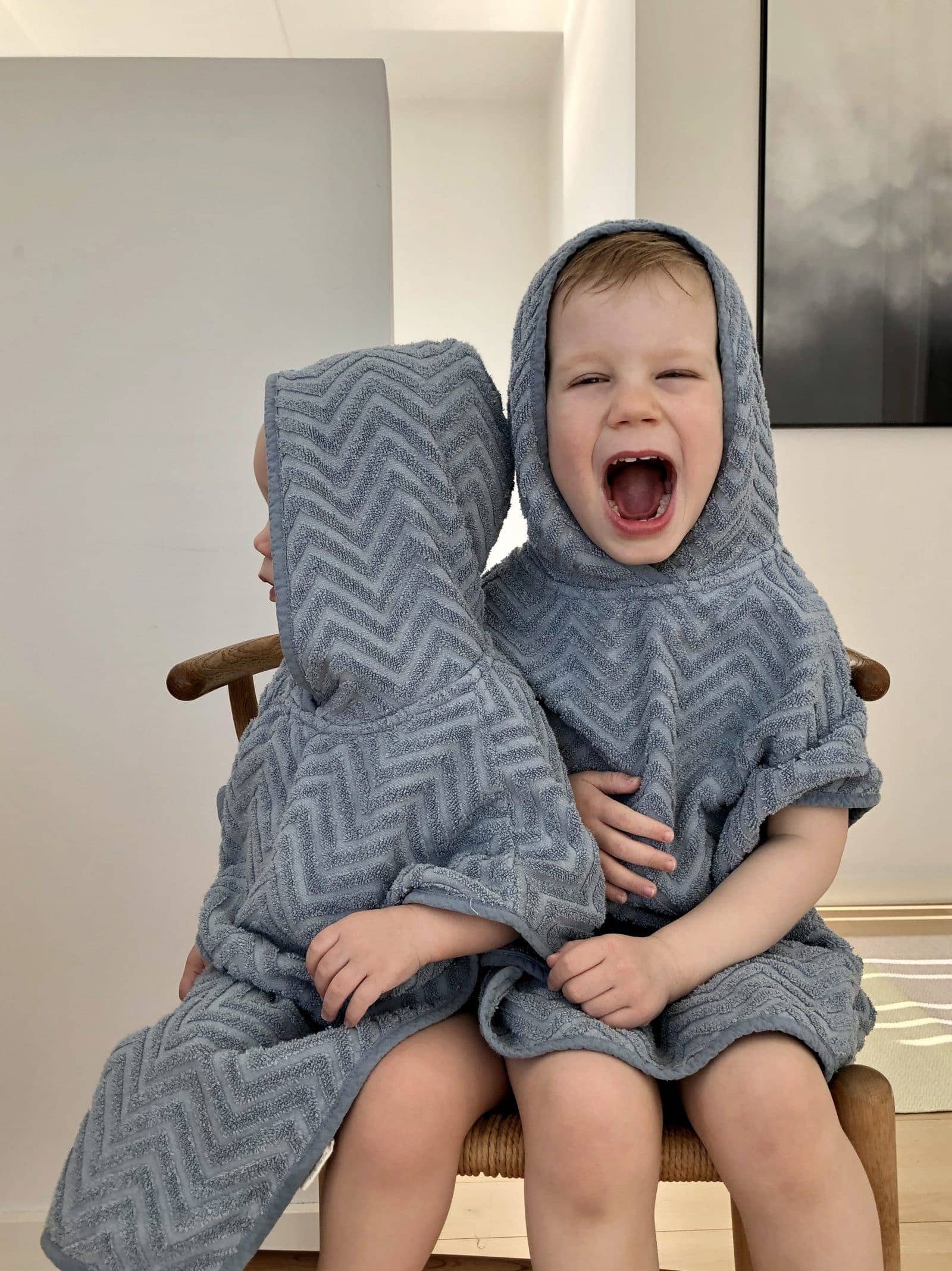 Badeponcho GOTS - Zigzag Powder blue