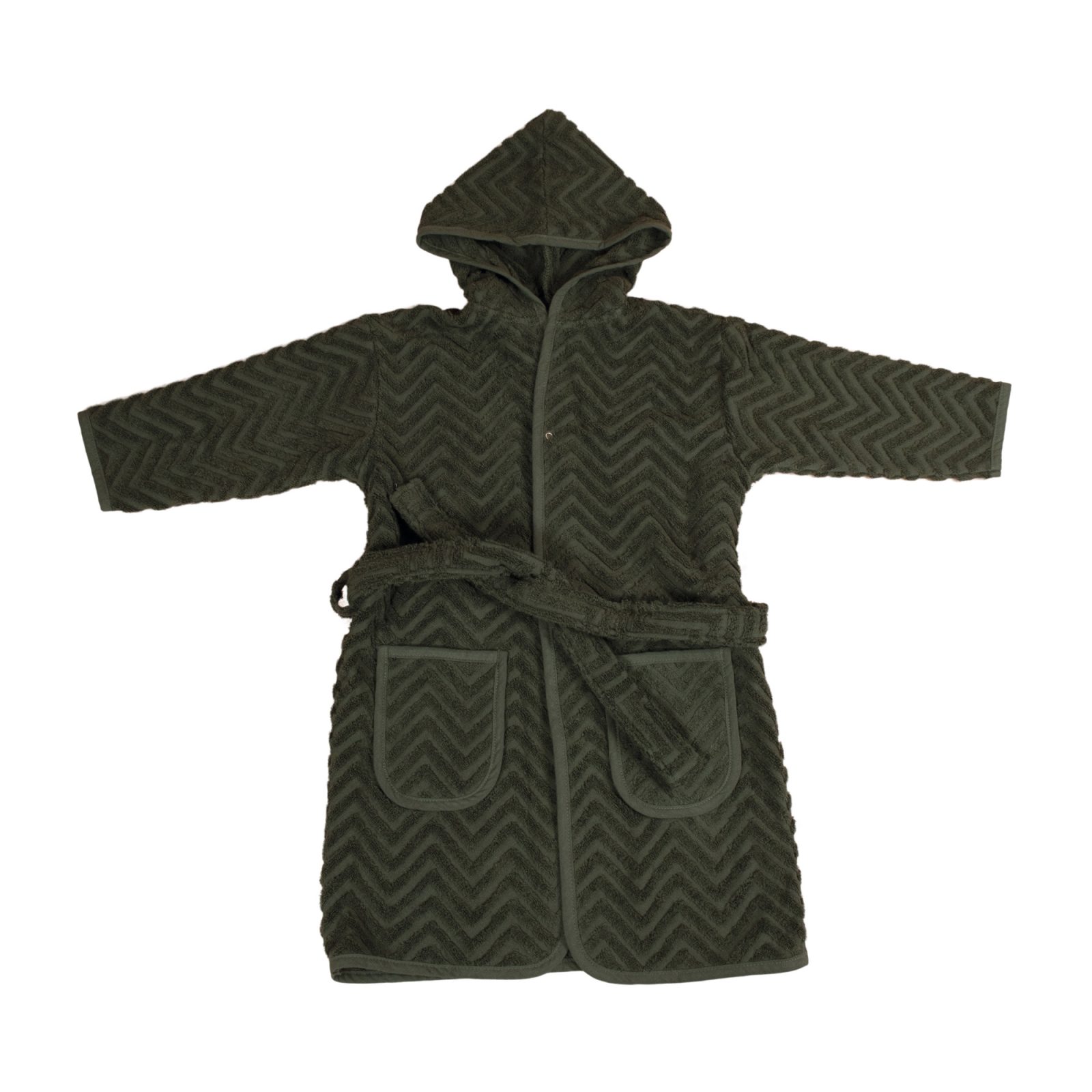 Badekåbe GOTS - Zigzag Dark green 1-2 år