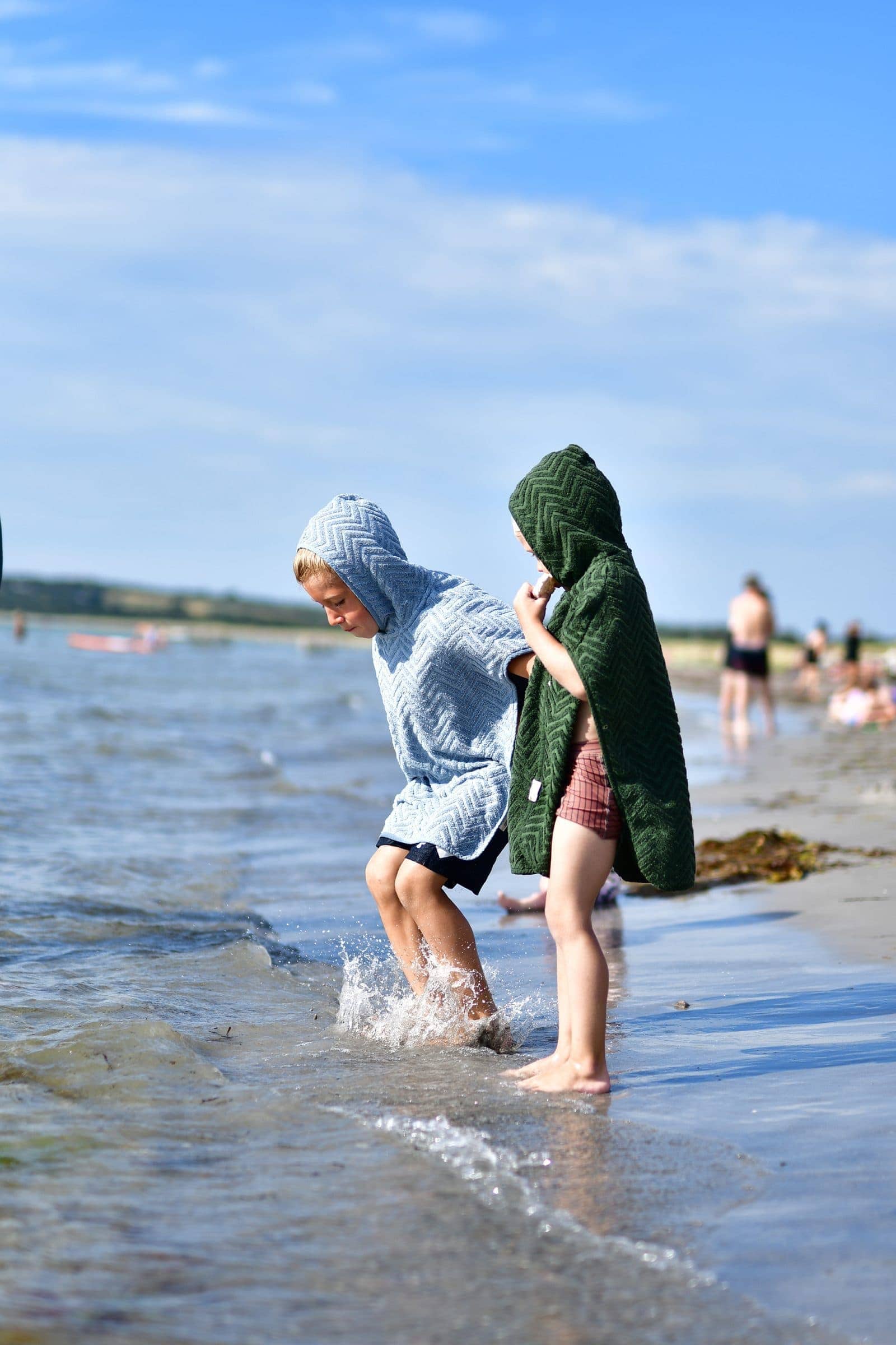 Badeponcho GOTS - Zigzag Dark green