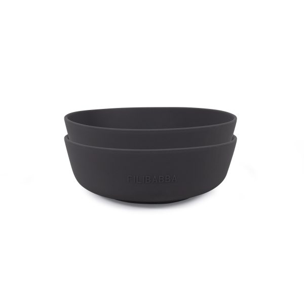 Silicone bowl 2-pack - Stone Grey
