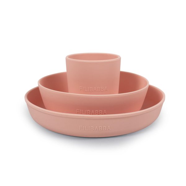 Silicone dinner set - Peach
