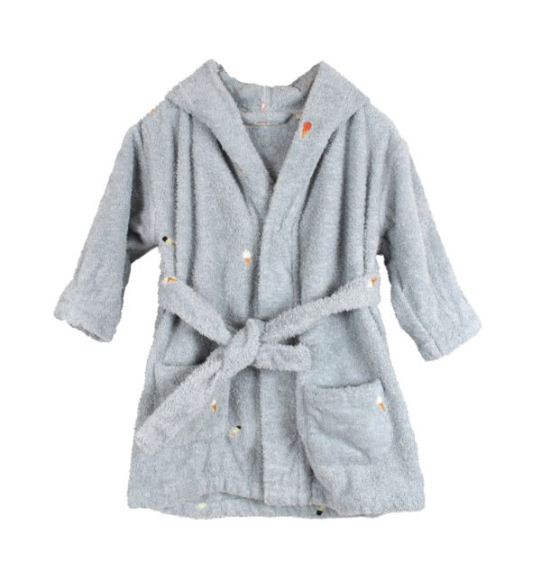 Badekåbe med broderi 1-2 år GOTS - Pearl Blue