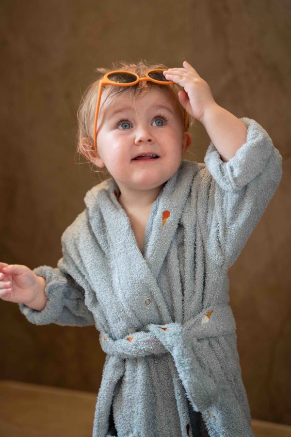 Badekåbe med broderi 3-4 år GOTS - Pearl Blue