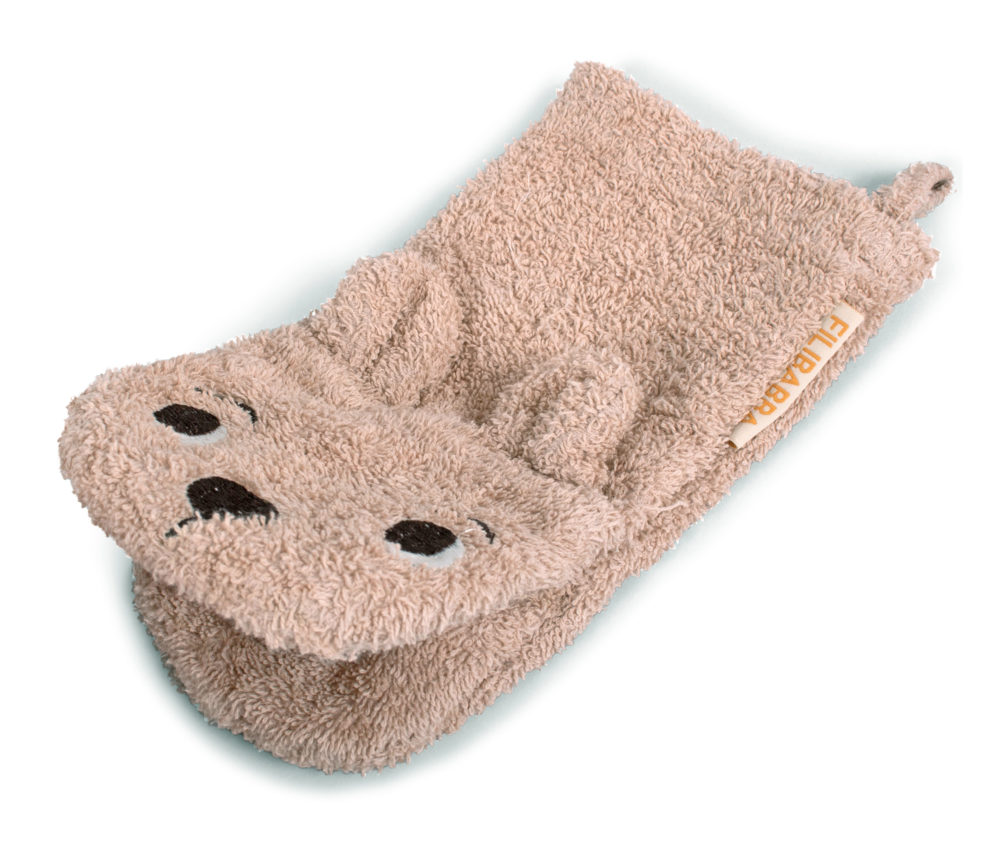 Bear baby bath mitt GOTS Shop online hos FILIBABBA