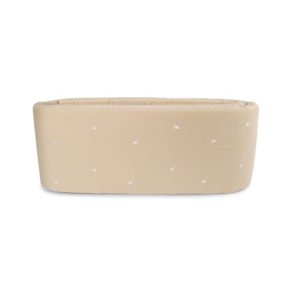 Sengerand - broderet Hvalen Christian design - Warm Grey