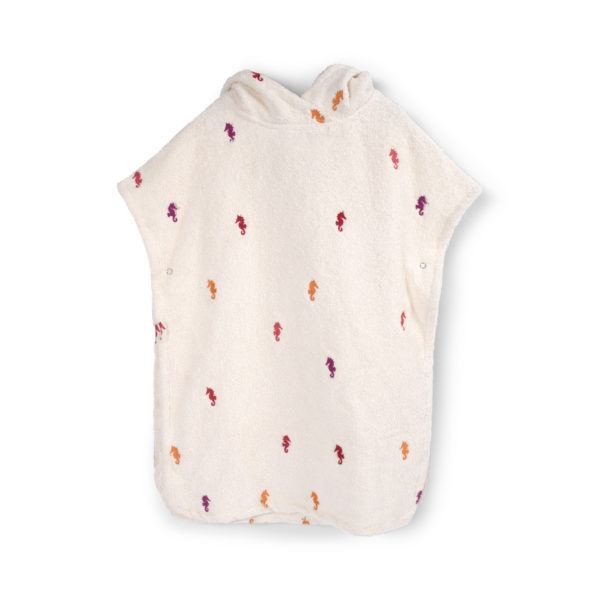 Strandponcho med broderi GOTS- Søhest