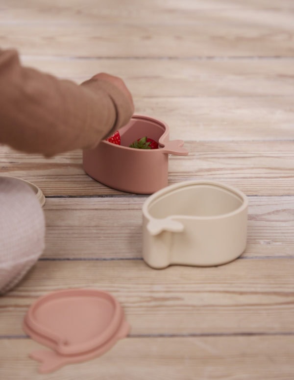Sæt med 2 små snackbokse - Hvalen Christian - Blush
