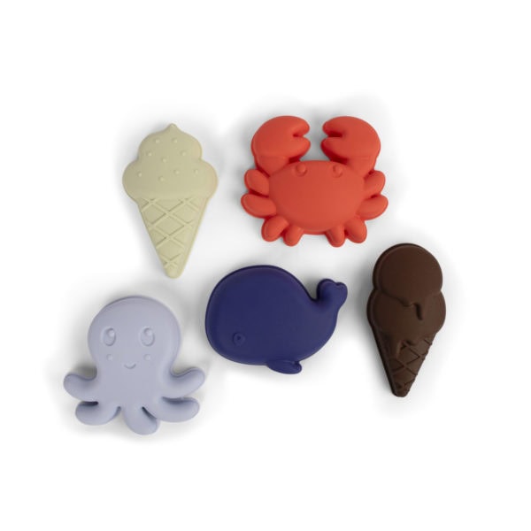 Silicone sand toys 5 pieces - Blue Mix