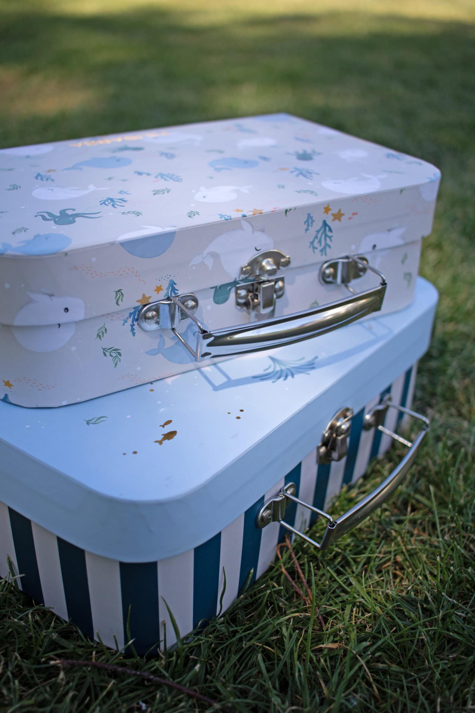 Suitcase set for play and storage – 2-pack – Christian's Whale Tales