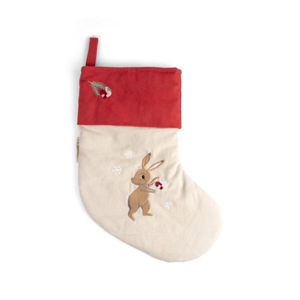 Socke mit Stickerei - Wonderful Winter - Hase
