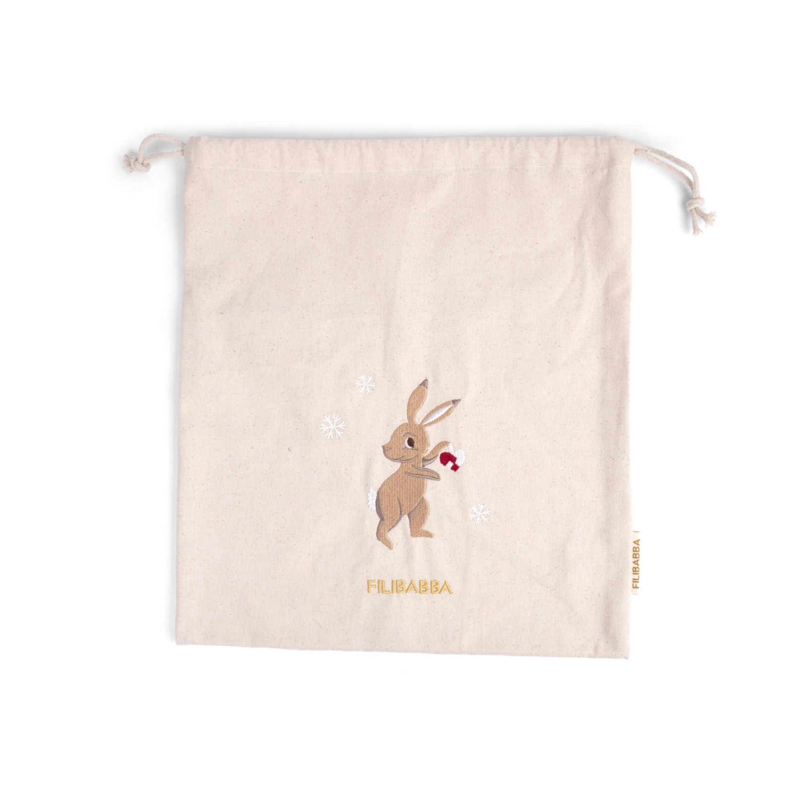 Embroidered gift bag GOTS - Wonderful Winter Mountain - Hare