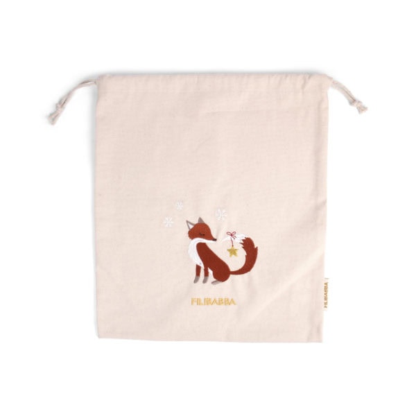 Geschenktüte aus Stoff mit Stickerei GOTS - Wonderful Winter - Fuchs