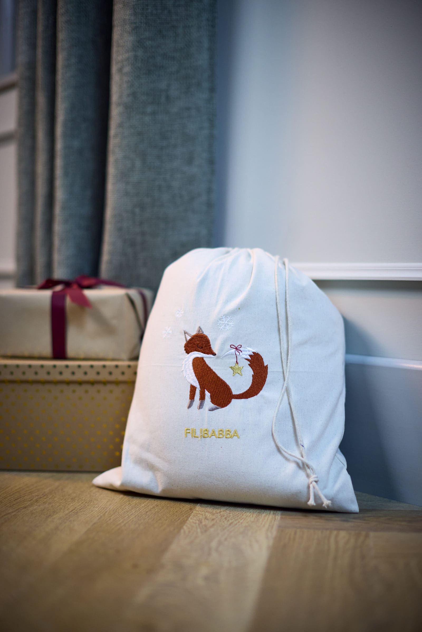 Embroidered gift bag GOTS - Wonderful Winter - Fox