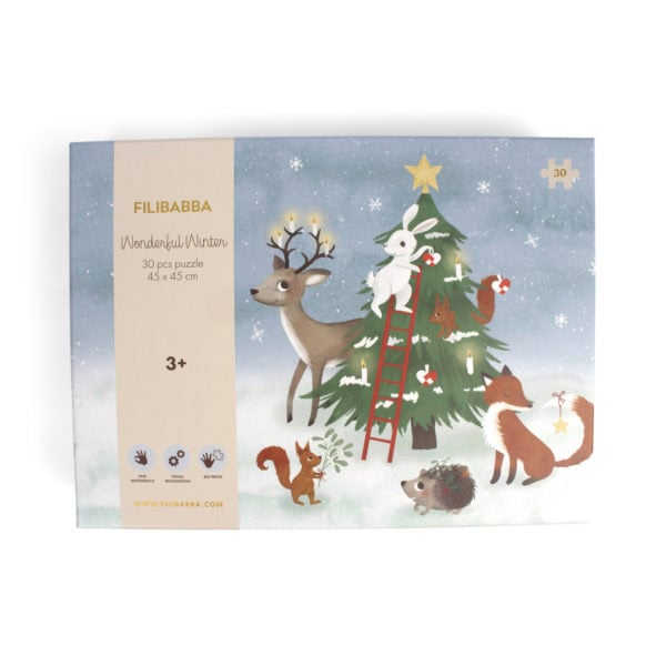 Puzzle with 30 pcs (45x45 cm) - Wonderful Winter - Forest friends