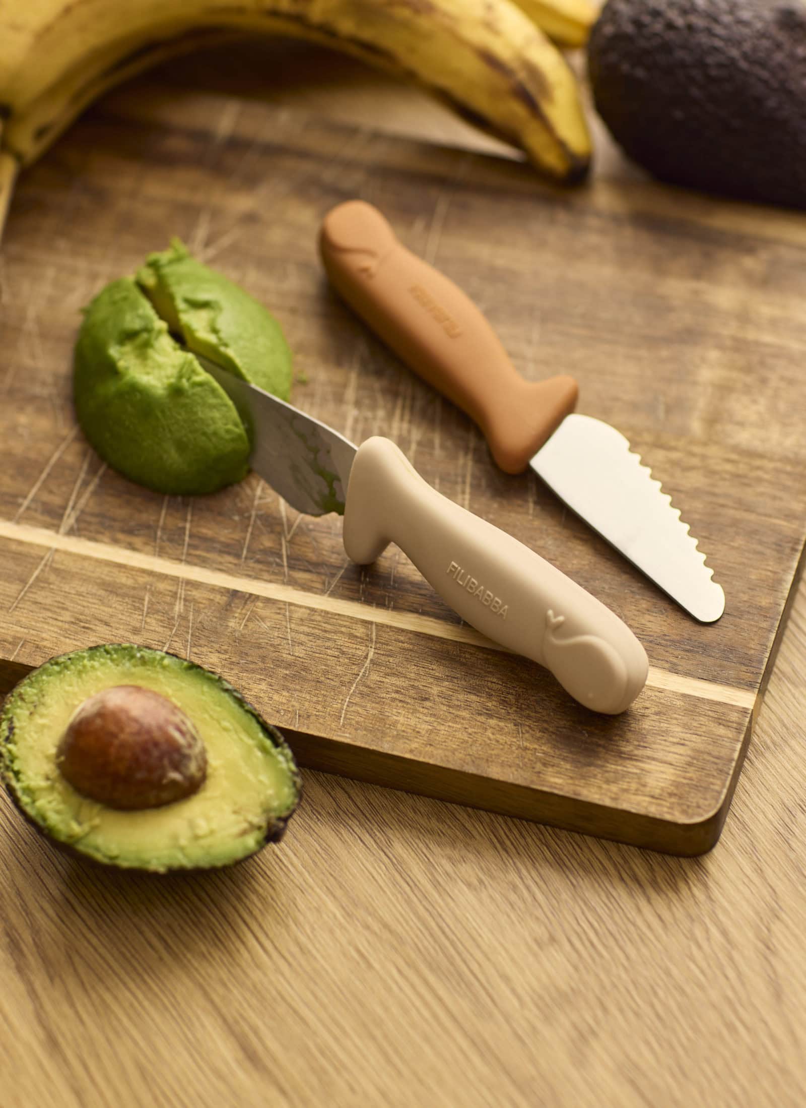 Beginner's cutting knives 2-pack - Pumpkin + Offwhite