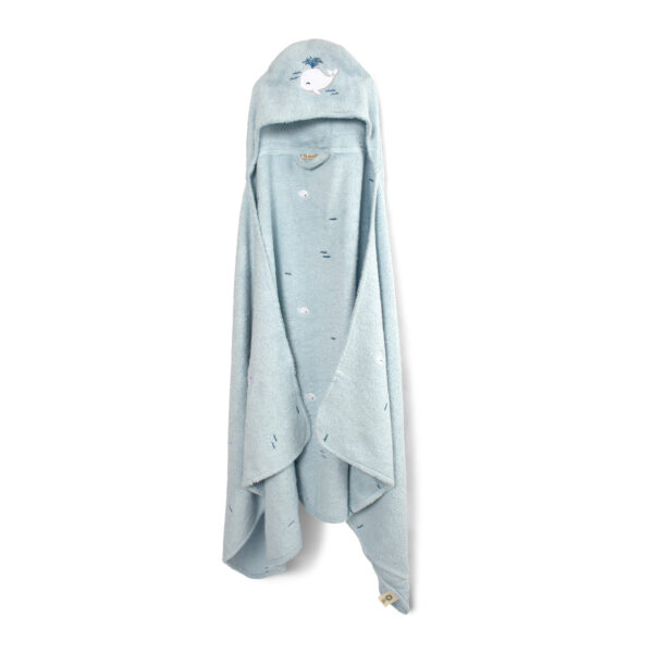 Broderet badehåndklæde m. hætte GOTS – Christian's Whale Tales