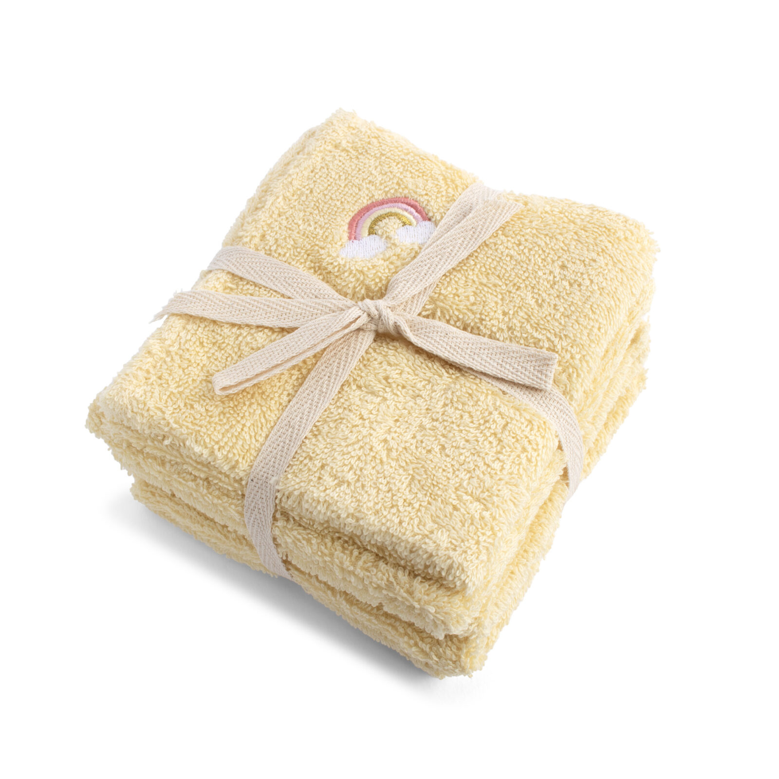 Vaskeklude 27x27 cm GOTS – 4-pak – Broderet regnbue