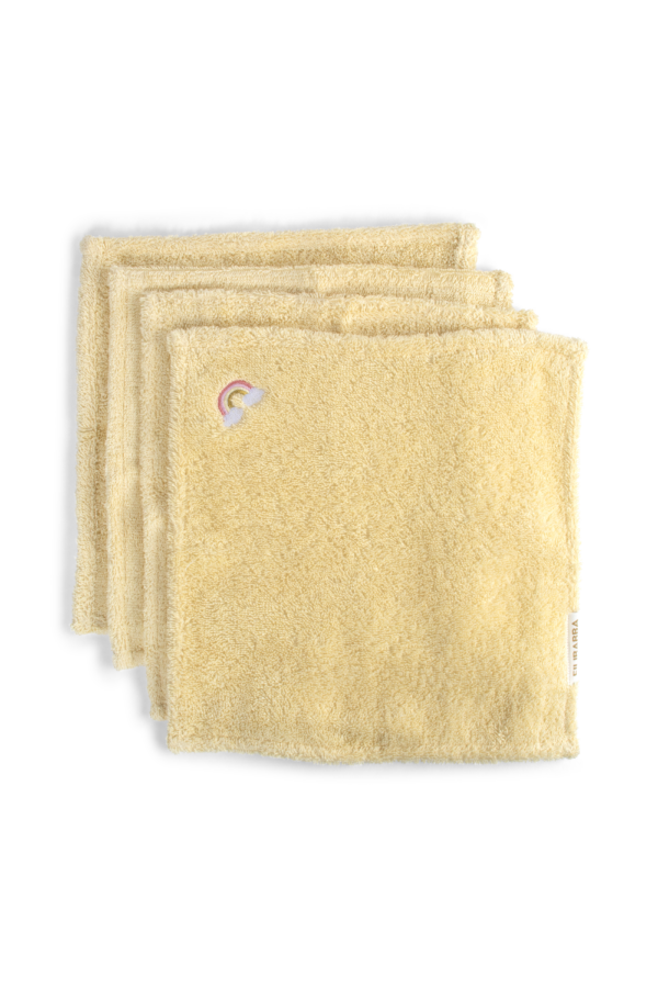 Vaskeklude 27x27 cm GOTS – 4-pak – Broderet regnbue