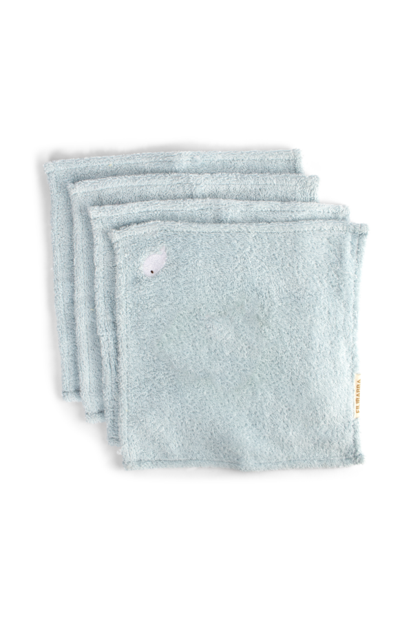 Vaskeklude 27x27 cm GOTS – 4-pak – Broderet hval