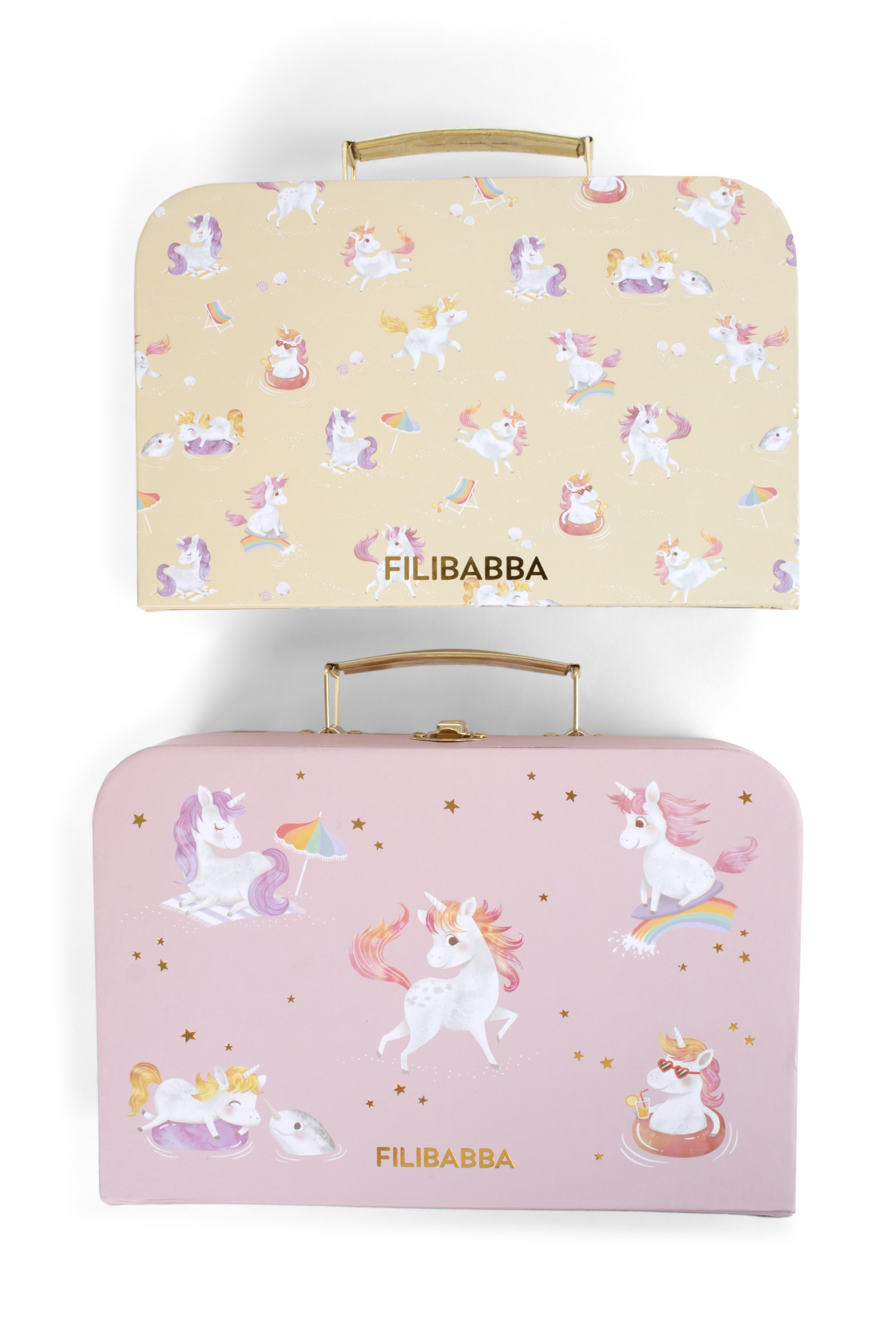 Suitcase set for play and storage – 2-pack – Unicorn Shores